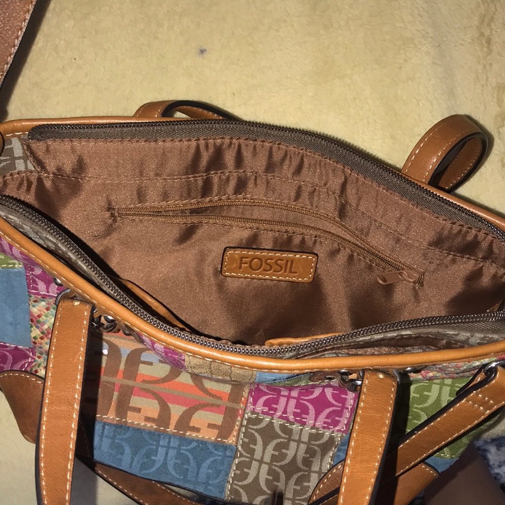 Patchwork Leather Strap Handbag - image 6